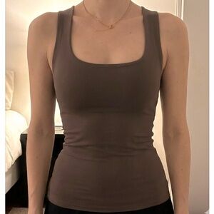 Zara Purple Fitted Sqaure Neckline Tank Top